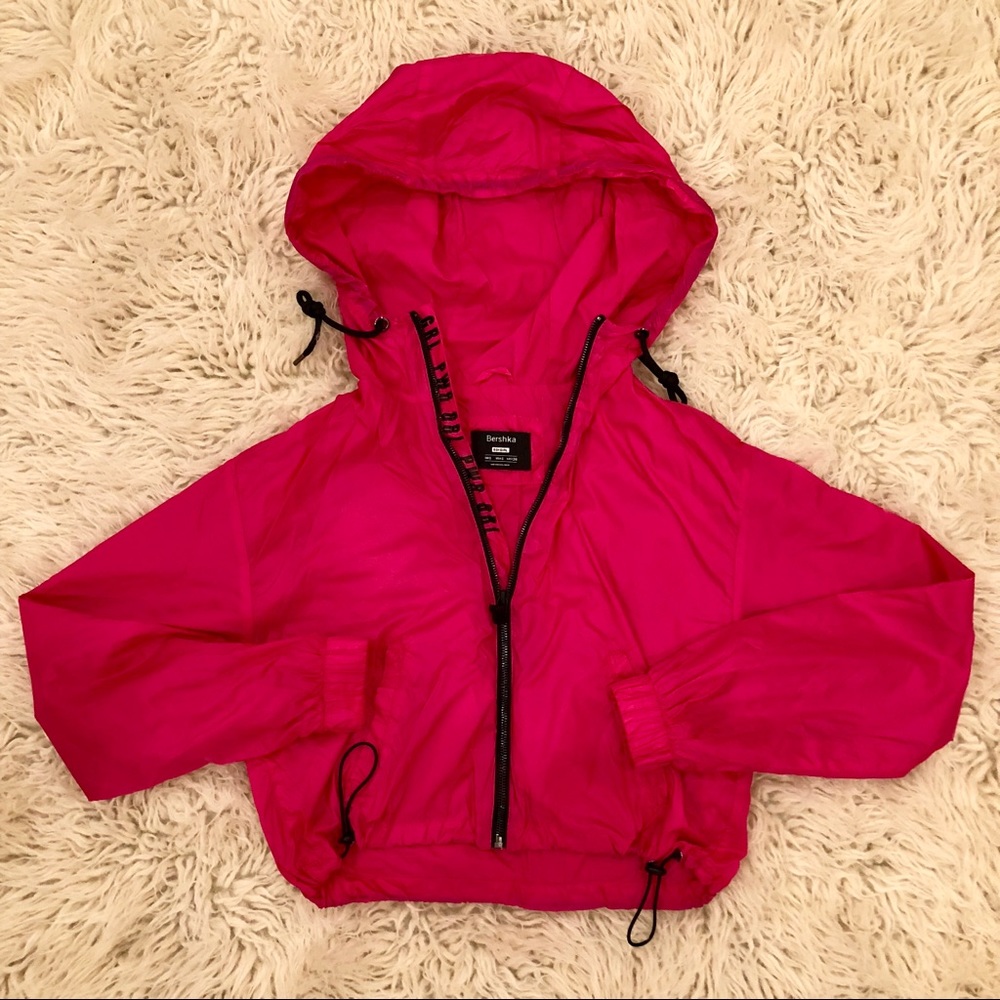 Bershka Hot Pink Short Wind Jacket Hot Pink Size S